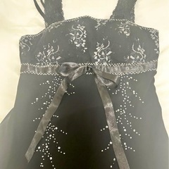 DELLISE NOIR ドレスワンピース 黒 Mサイズ レース ビーズ 上品の画像