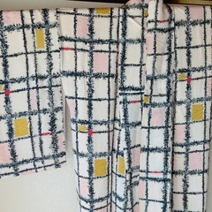  【最終値下げ！10月末削除！】チェック柄 着物 赤・黄アクセントの画像