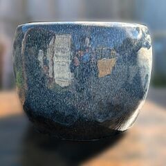 陶器 火鉢 金魚鉢 メダカ鉢 青 ブルー 工芸品の画像
