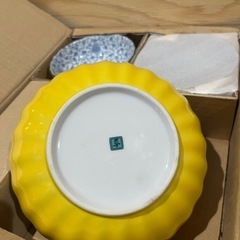 高級陶器　有田焼　黄吹唐草　取り皿ボウルセット　新品　の画像