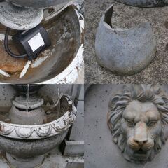 ライオン ガーデン用ウォールファウンテン 壁泉 動作品 補修跡有り ヨーロッパ庭園建築風 100V循環ポンプ噴水  樹脂製の画像