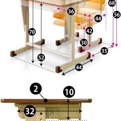 2-5　未使用/新品　学習机 勉強机 日本製 完成品 デスクのみ高さ調節可能 国産 学校用 学校机 新JIS規格適合 キッズデスク 省スペース コンパクト レトロ 学校と同じ机 頑丈 全学年対応の画像