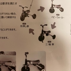 折りたたみ三輪車 転落防止ガード、大人用ハンドル付 の画像