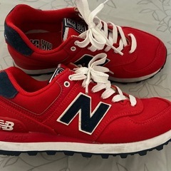 New Balance 574 レッド/ネイビー スニーカー 23cmの画像