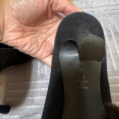 DIANA ブラック スエード ファー ハイヒール　23cmの画像