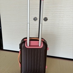 【無料】ブラウン×ピンクのスーツケース／キャスター破損あり・引き取り希望の画像