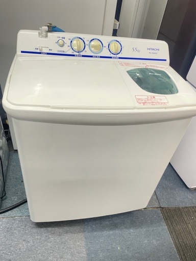 北九州市内配送無料　保証付き　2019年製日立2槽式洗濯機 青空 ホワイト PS -55AS2-W [洗濯5.5kg /乾燥機能無 /上開き]