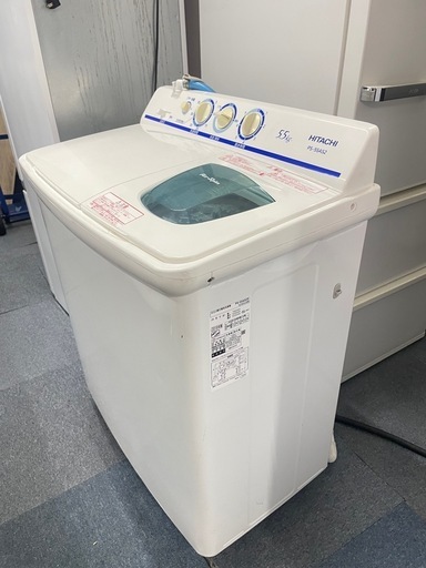 北九州市内配送無料　保証付き　2019年製日立2槽式洗濯機 青空 ホワイト PS -55AS2-W [洗濯5.5kg /乾燥機能無 /上開き]