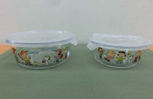 未使用品 Pyrex/パイレックス スヌーピー ガラス耐熱保存容器 4種セット Snoopy PEANUT ガラスコンテナ 札幌 西野