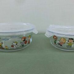 未使用品 Pyrex/パイレックス スヌーピー ガラス耐熱保存容器 4種セット Snoopy PEANUT ガラスコンテナ 札幌 西野店の画像