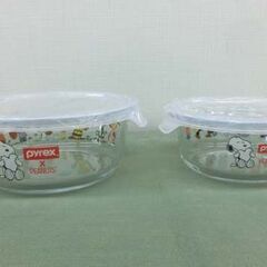 未使用品 Pyrex/パイレックス スヌーピー ガラス耐熱保存容器 4種セット Snoopy PEANUT ガラスコンテナ 札幌 西野店の画像