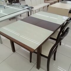 ★リユースのサカイ日立店★HJ7987  ダイニングテーブルセット ダークブラウン H70×D85×W120～155 クリーニング済み の画像