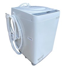 【ジ1009-10】便利なふろ水汲み取りホース付き‼️SHARP 全自動電気洗濯機 ES-GE7F-W 7kg 2022年製の画像