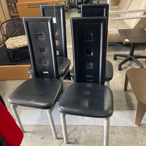椅子レザー黒　4脚