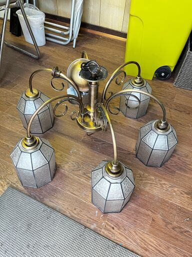 ナショナル 松下電工 シャンデリアライト ガラスシェード エレガント 6灯