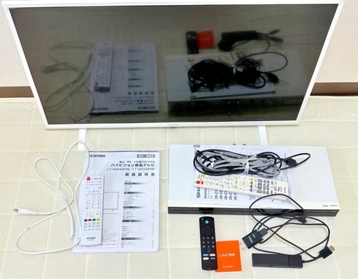 セット売り ※単品売り可   アイリスオーヤマ ハイビジョン液晶テレビ32型 ホワイト 白 SHARP ブルーレイディスクレコーダー firetvstick