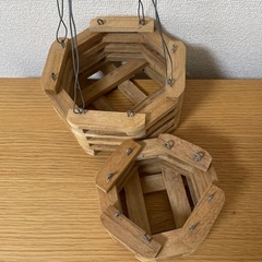 木製ハンギングバスケット　2個セットの画像