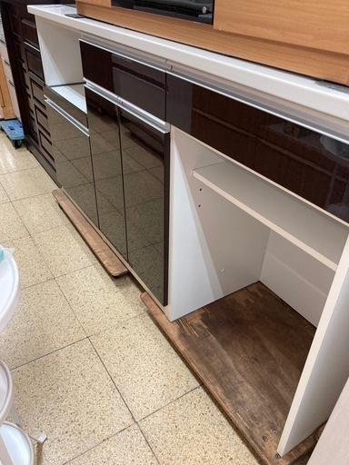 リユースマン倉敷、キッチンカウンター、ブラウン、収納、棚