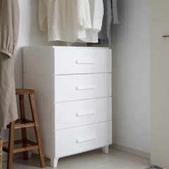ホコリが入りにくいチェスト　キャビネット　白色　軽量　タンス　服　収納　棚の画像
