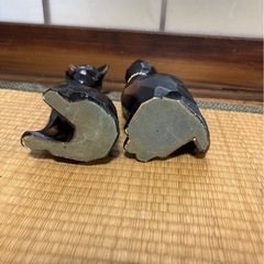 昭和レトロ 黒猫 置物 ペアの画像