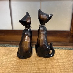 昭和レトロ 黒猫 置物 ペアの画像