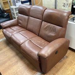 電動リクライニングソファ 3人掛け ブラウン 中古の画像