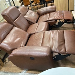 電動リクライニングソファ 3人掛け ブラウン 中古の画像
