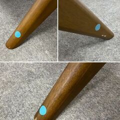 ニトリ リビングダイニング リラックスワイド テーブル/チェア 3点セット ミドルブラウン/ターコイズブルー 中古家具 店頭引取歓迎 R10138の画像