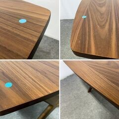 ニトリ リビングダイニング リラックスワイド テーブル/チェア 3点セット ミドルブラウン/ターコイズブルー 中古家具 店頭引取歓迎 R10138の画像