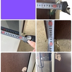 ニトリ ダークブラウン ガラス扉付き収納キャビネットの画像