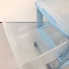 stp-3451　スリムチェスト　5段　ブルー　水色　キャスター付き　プラスチック　引出収納　ストッカー　収納ボックス　衣類　おもちゃ　キッチン　隙間収納の画像