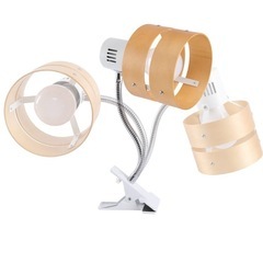 受け渡し予約品！共同照明 クリップライト led テーブルライト おしゃれ GT-TD-C01W E26 ナチュラル スタンドライト クリップ フレキシブルアーム コンセント式 スイッチ付き 間接照明 角度調節可能 卓上ライト 読書 仕事 作業灯 2環ウッドシェード の画像
