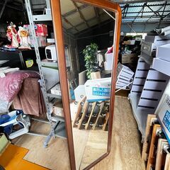 鏡 木製フレーム 全身鏡 壁掛鏡 立掛鏡 ウォールミラーの画像