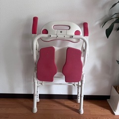 【美品】アロン化成 安寿 折りたたみシャワーベンチ HPフィット（U字溝座面/介護イス/レッド）の画像