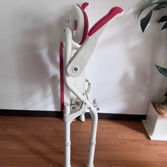 【美品】アロン化成 安寿 折りたたみシャワーベンチ HPフィット（U字溝座面/介護イス/レッド）の画像
