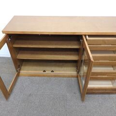 新札幌 / 旭川家具 大雪木工 マイルドオーク アンジー41 ローボード キャビネット サイドボード 収納家具 天然木 / No.3626 の画像