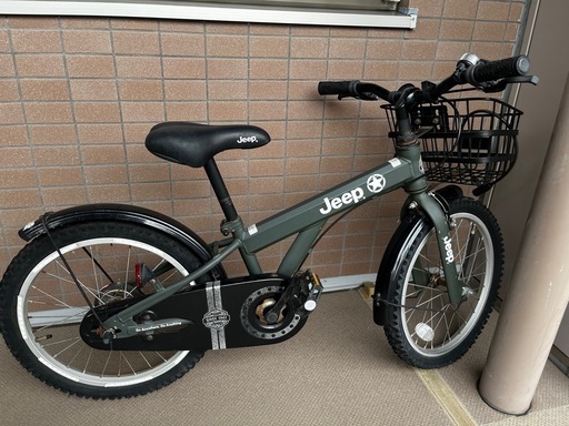 Jeep 子供用自転車 JEEP オリーブグリーン 前カゴ付き 18インチ