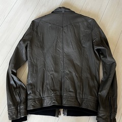 ダークグレー レザーライダージャケットの画像