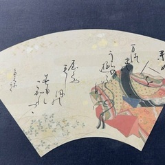 中古　屏風　二つ折り　扇柄　和風の画像