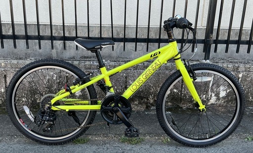 ＜整備済・美品超お得車＞LOUIS GARNEAU・ルイガノ J22  22インチ・ライムイエロー・18段変速 マウンテンバイク・前後タイヤ/チェーン/シフトワイヤー/グリップ新品交換済・子供用自転車