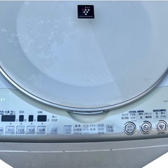 🧺シャープ SHARP タテ型洗濯乾燥機（9.0kg） ホワイト系 プラズマクラスター搭載 ES-TX900-W（中古品）の画像