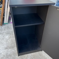 収納家具　収納棚　2段式　キャビネット　黒　ブラック　二段式　扉あり【43.5×45×82】の画像