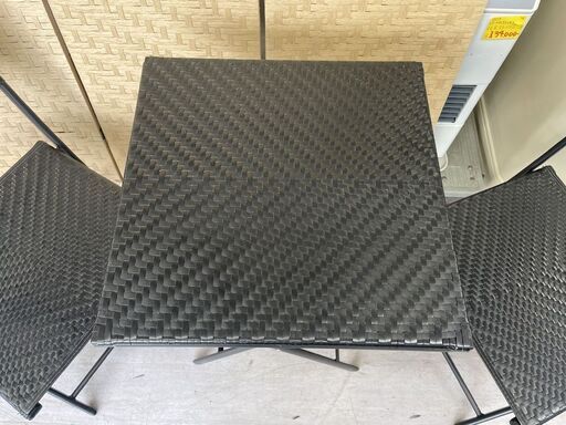 テーブル＆チェア ３点セット ラタン調 ブラック 折りたたみ 椅子 テーブル ガーデンチェア カフェテーブル バルコニー テラス 庭 札幌市手稲区
