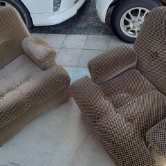 【B330】一人掛けソファー　ブラウン系　応接室に！　2点セットの画像