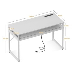 ゲーミングデスク　パソコンデスク　幅100cm コンセント付きの画像