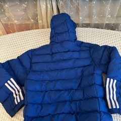 adidas アディダス ダウンジャケット ブルー Sサイズ フード付き 中綿ジャンパー の画像