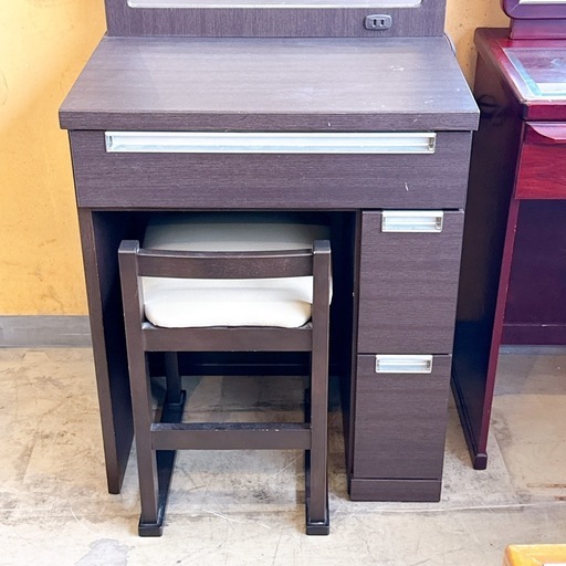 ドレッサー 鏡台 メイク台 ダークブラウン コンパクト