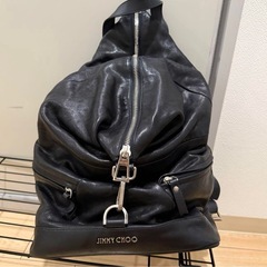 JIMMY CHOO ブラックレザー バックパックの画像
