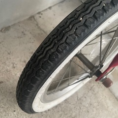 子供自転車 14インチ　アイボリー&レッド　コマ有　の画像