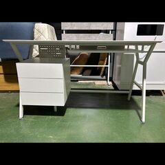 札幌限定配送/お引き取り可◆家具◆ニトリ◆デスクワゴン付デスク/机◆DX001 120 WH◆W120 D54 H72の画像